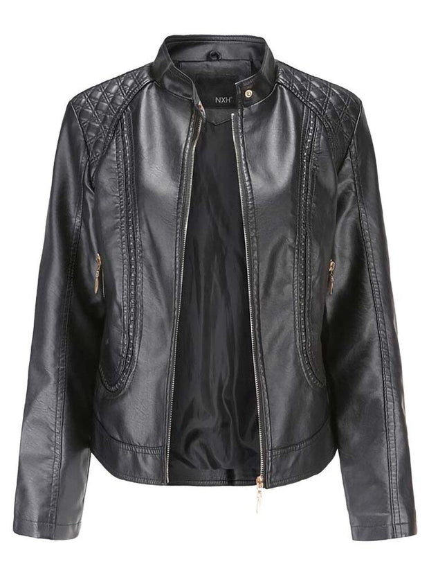 Veste Simili Cuir Vintage Femme