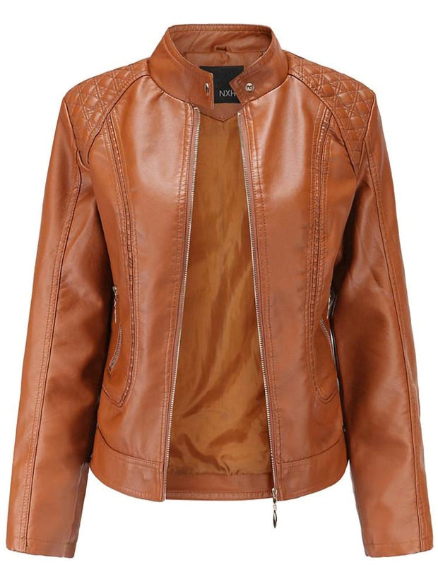 Veste Simili Cuir Vintage Femme